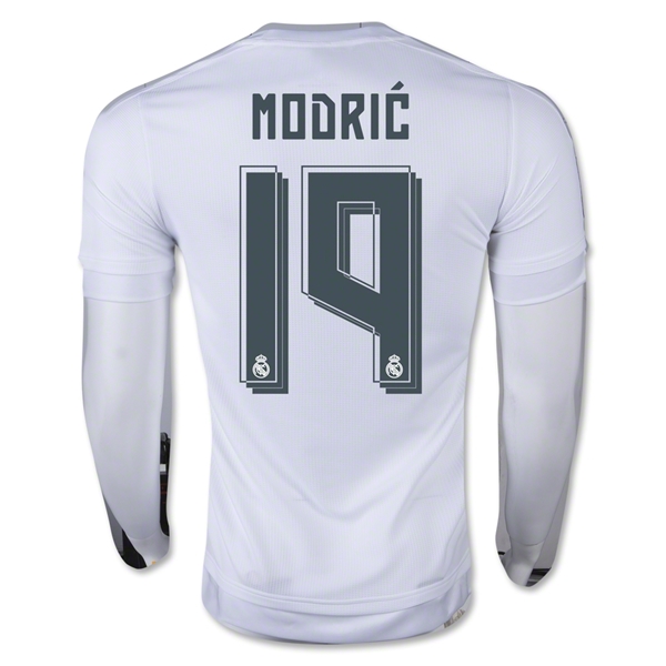Real Madrid 2015-16 MODRIC #19 LS Home Soccer Jersey